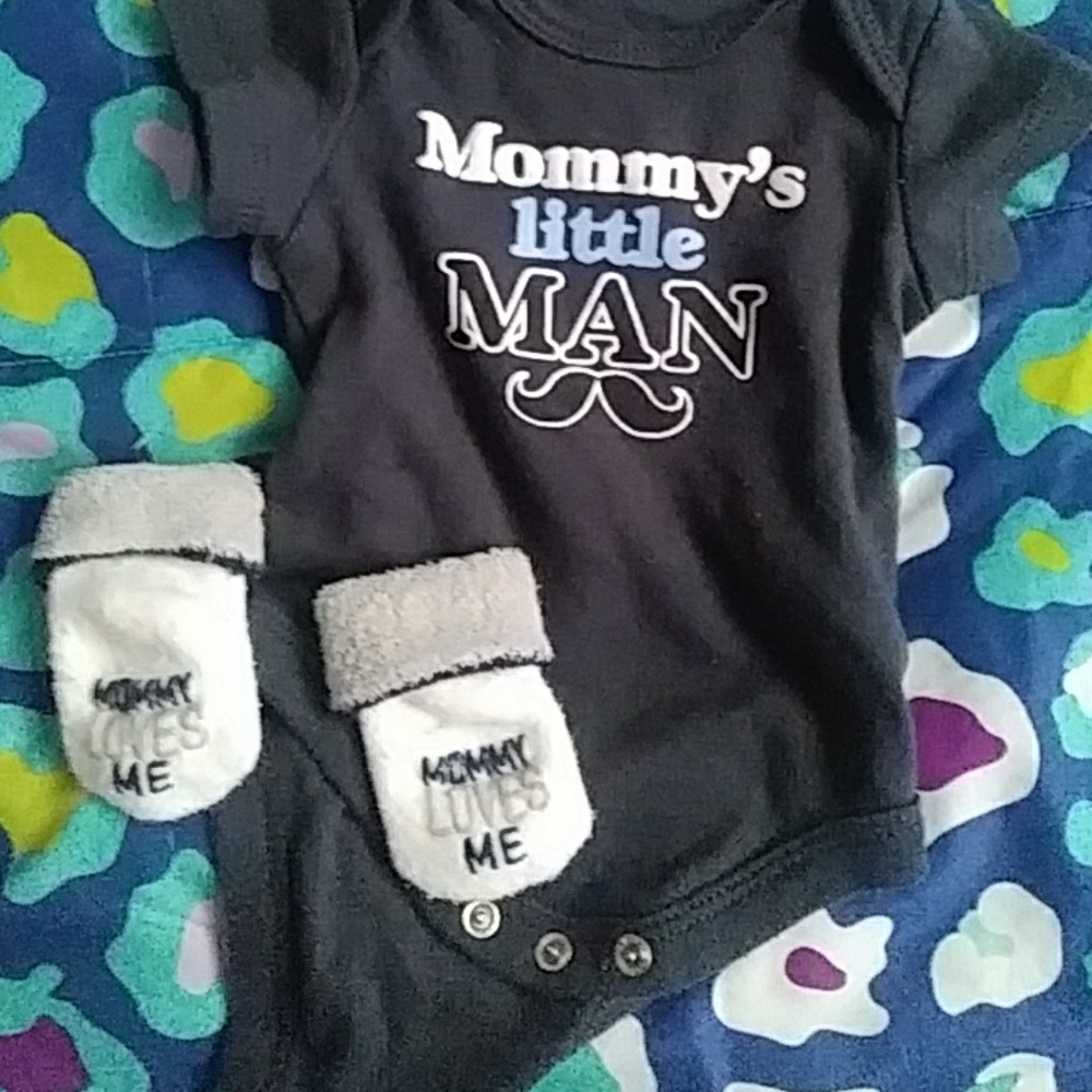 NB Mommys Little Man Onesie with socks